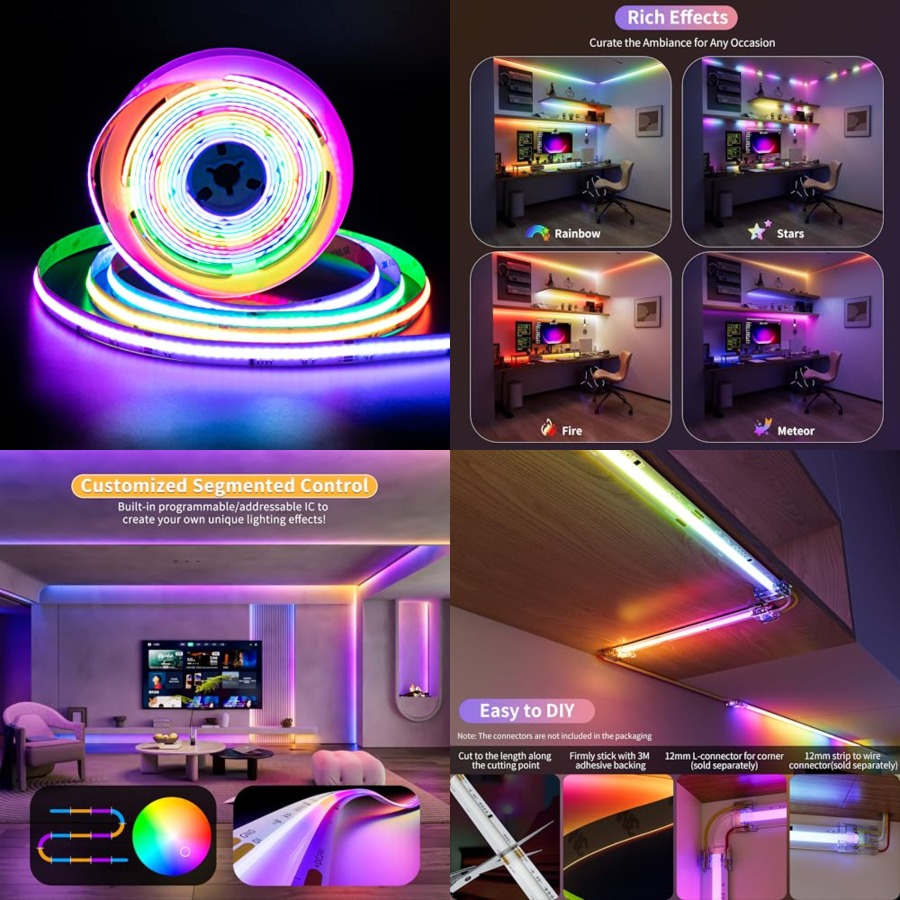 Led Strip Lights - RGB Smart IC COB LED-striplicht Adresseerbaar/7,5