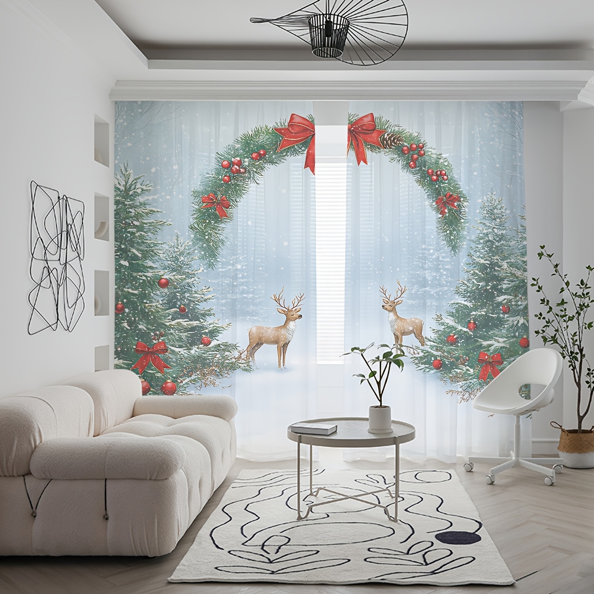 Curtain Rods - 2 stuks kerst- en wintergordijnen, met