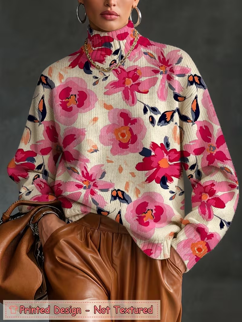Dames T-shirt met coltrui, lan - Wallpaper recensie en prijs