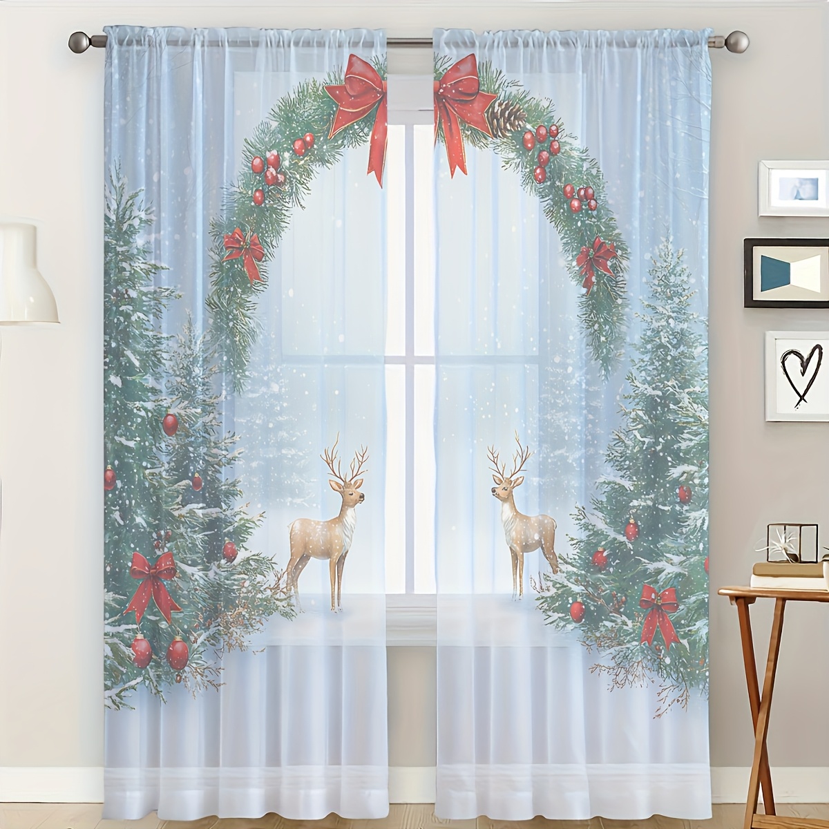 2 stuks kerst- en wintergordij - Curtain Rods recensie en prijs