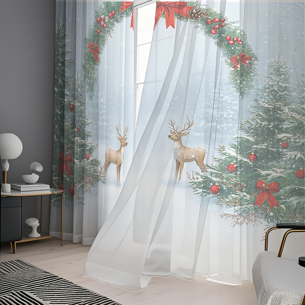2 stuks kerst- en wintergordij - Curtain Rods recensie en prijs
