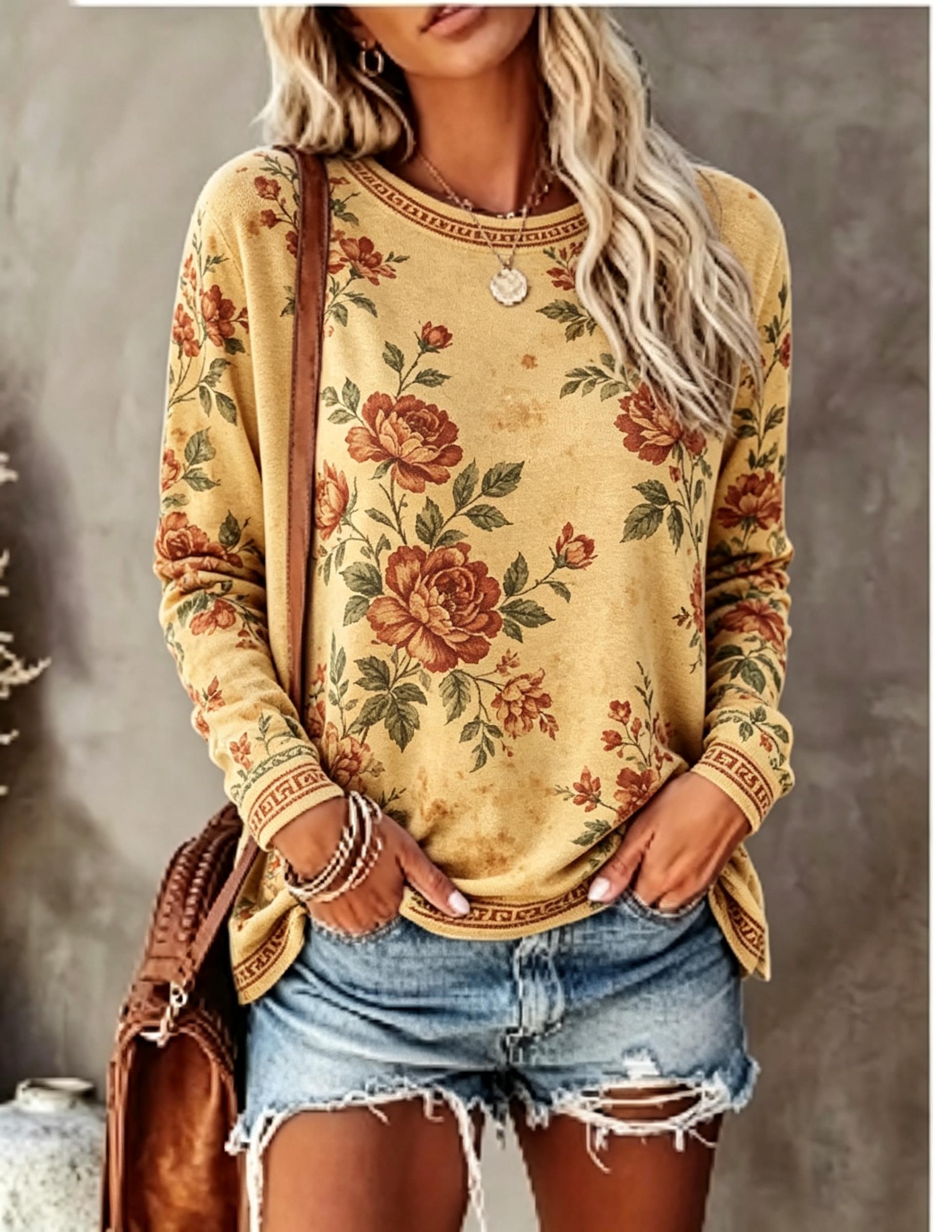 Dames T-shirt met ronde hals e - Wallpaper recensie en prijs