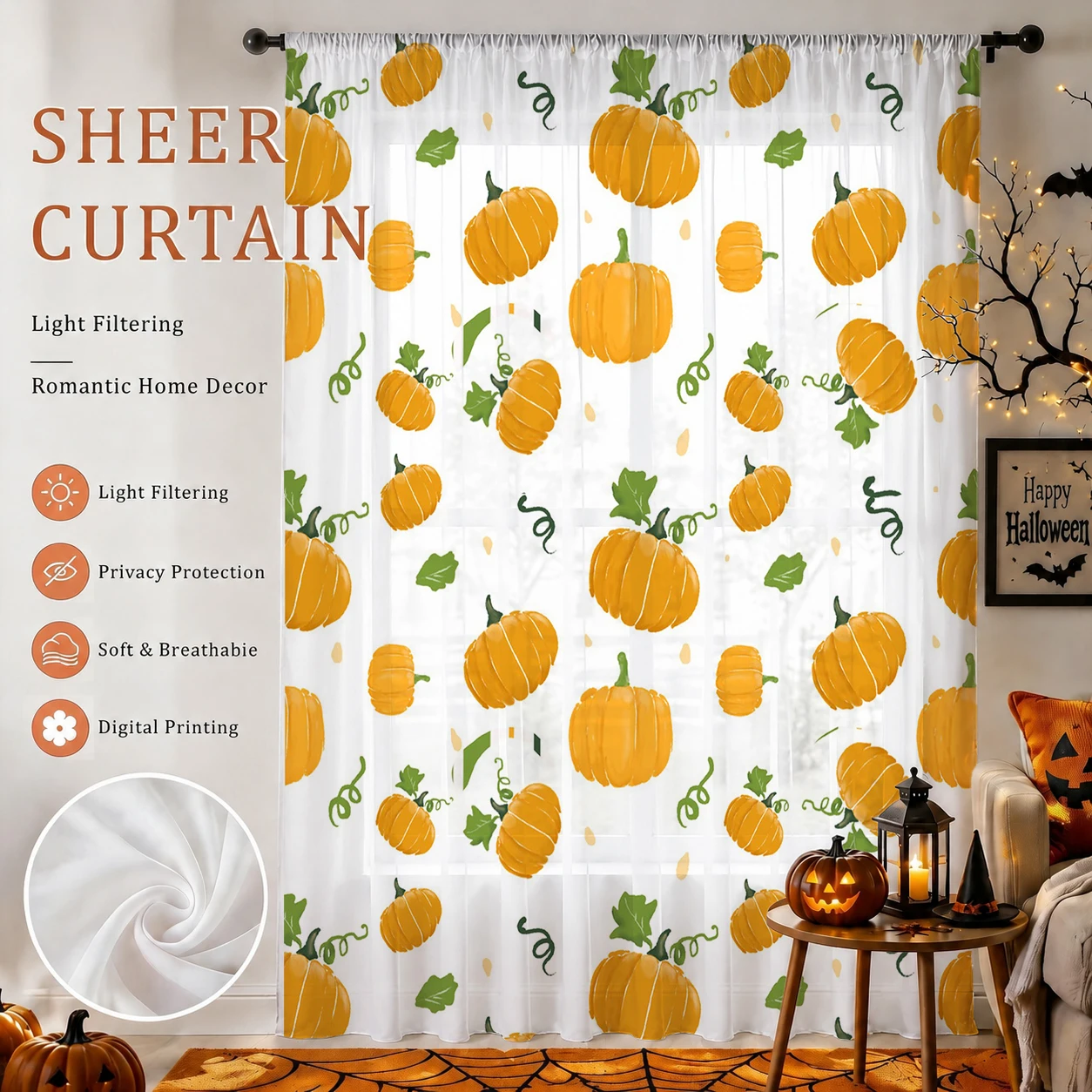 Halloween transparante gordijn - Curtain Rods recensie en prijs
